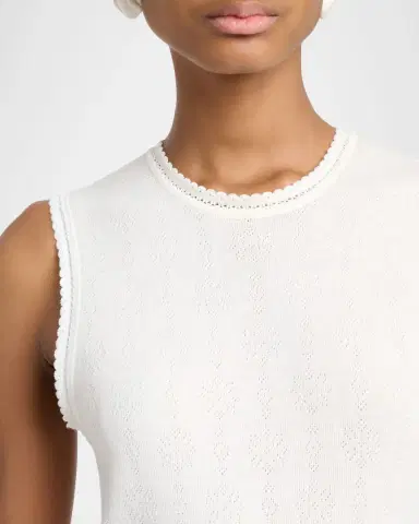 Chloé Pointelle Wool Sleeveless Top | Thumbnail 4 Chloé Pointelle Wool Sleeveless Top | Thumbnail 4