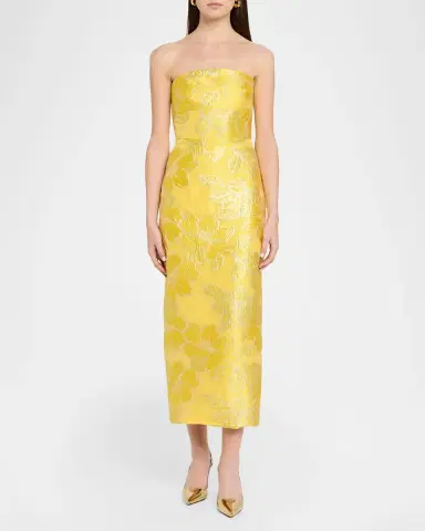 As It May Diana Strapless Floral Jacquard Midi Dress | Thumbnail 2 As It May Diana Strapless Floral Jacquard Midi Dress | Thumbnail 2