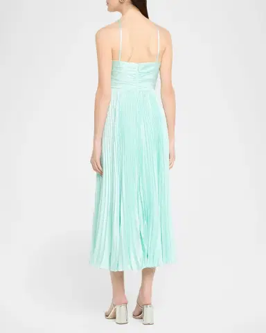 As It May Liv Pleated Satin Halter Midi Dress | Thumbnail 3 As It May Liv Pleated Satin Halter Midi Dress | Thumbnail 3
