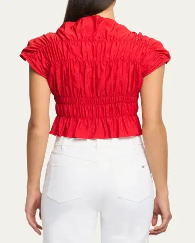 Cinq à Sept Evalina Smocked Crop Top | Thumbnail 2 Cinq à Sept Evalina Smocked Crop Top | Thumbnail 2