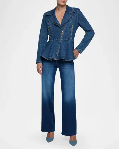L'Agence Moxie Denim Peplum Jacket | Thumbnail 2 L'Agence Moxie Denim Peplum Jacket | Thumbnail 2