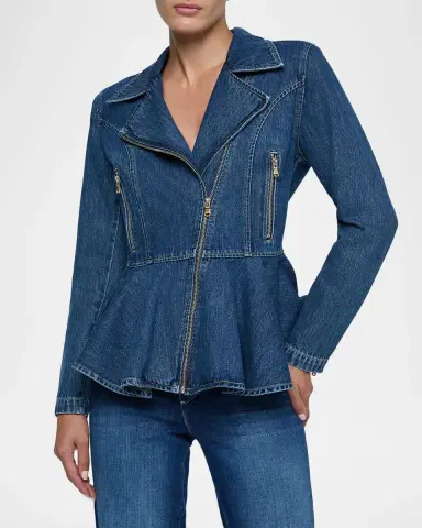 L'Agence Moxie Denim Peplum Jacket | Thumbnail 4 L'Agence Moxie Denim Peplum Jacket | Thumbnail 4