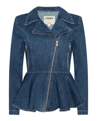 L'Agence Moxie Denim Peplum Jacket | Thumbnail 1 L'Agence Moxie Denim Peplum Jacket | Thumbnail 1