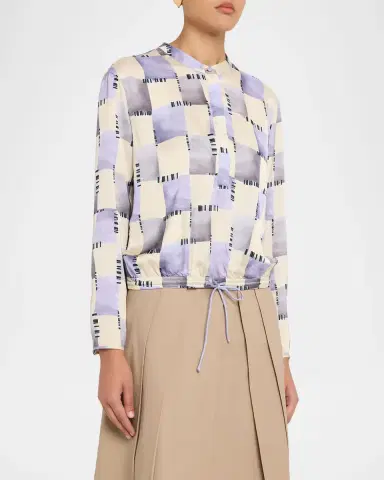 Emporio Armani Satin Check-Print Shirt | Thumbnail 4 Emporio Armani Satin Check-Print Shirt | Thumbnail 4