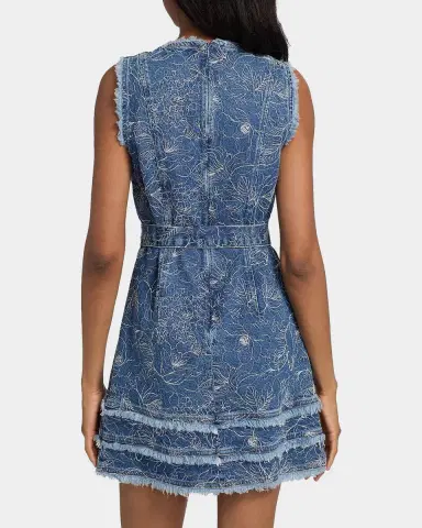 Cinq à Sept Mindie Garden Doodle Denim Mini Dress | Thumbnail 3 Cinq à Sept Mindie Garden Doodle Denim Mini Dress | Thumbnail 3