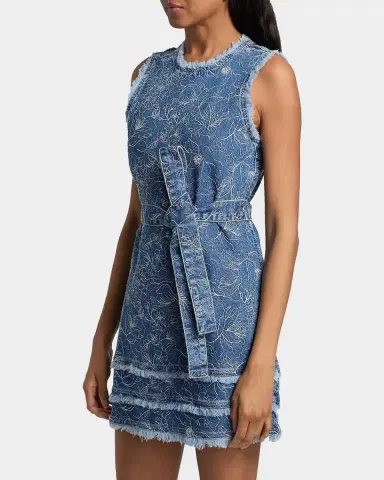 Cinq à Sept Mindie Garden Doodle Denim Mini Dress | Thumbnail 4 Cinq à Sept Mindie Garden Doodle Denim Mini Dress | Thumbnail 4
