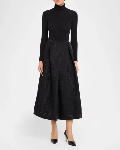 Emporio Armani Pleated Gingham Jacquard Midi Skirt | Thumbnail 2 Emporio Armani Pleated Gingham Jacquard Midi Skirt | Thumbnail 2