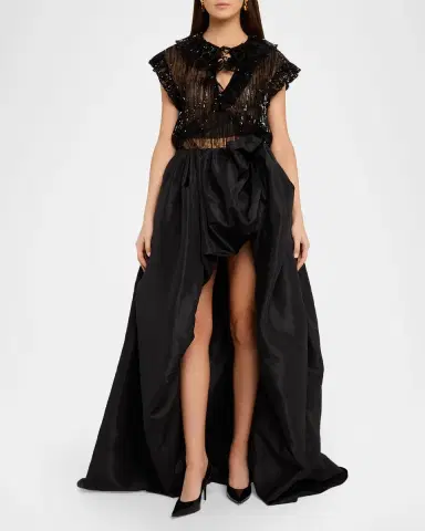 AKNVAS Este Sequined Ruffle Tulle Top | Thumbnail 2 AKNVAS Este Sequined Ruffle Tulle Top | Thumbnail 2