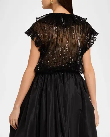 AKNVAS Este Sequined Ruffle Tulle Top | Thumbnail 3 AKNVAS Este Sequined Ruffle Tulle Top | Thumbnail 3