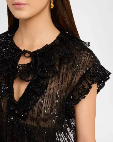 AKNVAS Este Sequined Ruffle Tulle Top | Thumbnail 5 AKNVAS Este Sequined Ruffle Tulle Top | Thumbnail 5