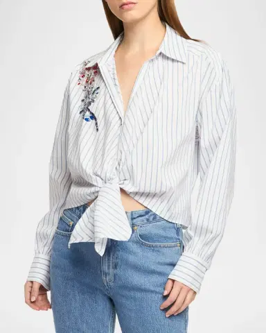 Cinq à Sept Twilight Spark Marianna Rhinestone Tie-Hem Shirt | Thumbnail 3 Cinq à Sept Twilight Spark Marianna Rhinestone Tie-Hem Shirt | Thumbnail 3