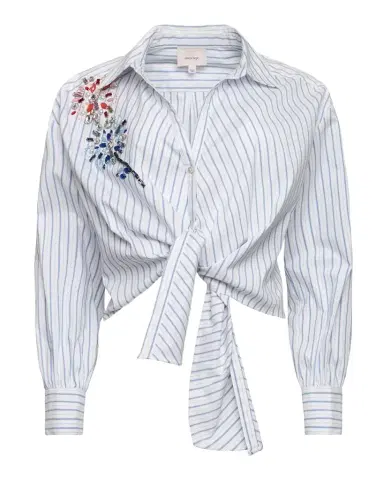 Cinq à Sept Twilight Spark Marianna Rhinestone Tie-Hem Shirt | Thumbnail 1 Cinq à Sept Twilight Spark Marianna Rhinestone Tie-Hem Shirt | Thumbnail 1