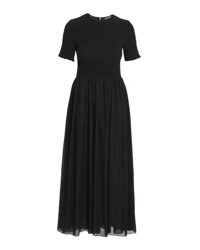 Smocked Technical Georgette Midi Dress Smocked Technical Georgette Midi Dress