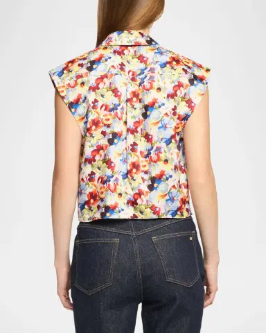 Cinq à Sept Wildflower Bunch Sleeveless Front-Tie Top | Thumbnail 2 Cinq à Sept Wildflower Bunch Sleeveless Front-Tie Top | Thumbnail 2