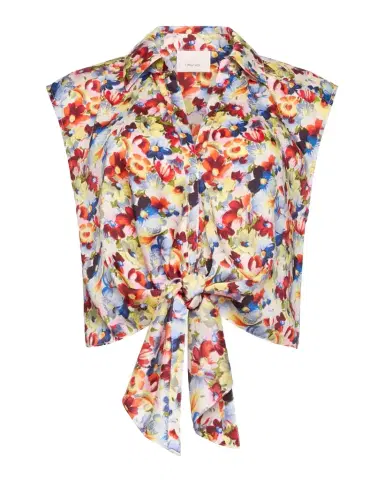 Cinq à Sept Wildflower Bunch Sleeveless Front-Tie Top | Thumbnail 1 Cinq à Sept Wildflower Bunch Sleeveless Front-Tie Top | Thumbnail 1