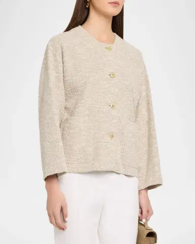 Emporio Armani Button-Down Boucle Jacquard Jersey Jacket | Thumbnail 4 Emporio Armani Button-Down Boucle Jacquard Jersey Jacket | Thumbnail 4