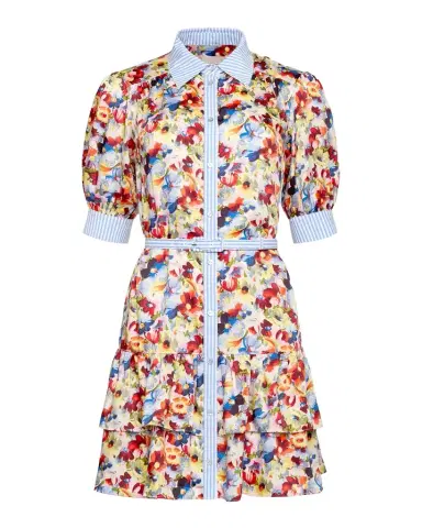 Cinq à Sept Wildflower Bunch Mini Shirtdress | Thumbnail 1 Cinq à Sept Wildflower Bunch Mini Shirtdress | Thumbnail 1