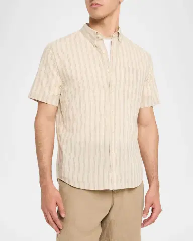 Vince Men 's Corbin Stripe Short-Sleeve Shirt | Thumbnail 4 Vince Men 's Corbin Stripe Short-Sleeve Shirt | Thumbnail 4
