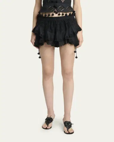 Isabel Marant Neis Eyelet Ruffle Pull-On Shorts | Thumbnail 8 Isabel Marant Neis Eyelet Ruffle Pull-On Shorts | Thumbnail 8