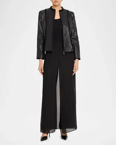 Emporio Armani Seamed Leather Jacket | Thumbnail 2 Emporio Armani Seamed Leather Jacket | Thumbnail 2