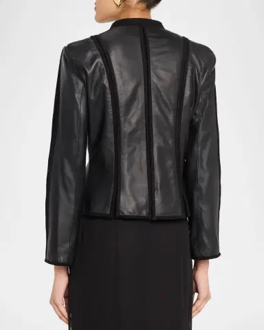 Emporio Armani Seamed Leather Jacket | Thumbnail 3 Emporio Armani Seamed Leather Jacket | Thumbnail 3