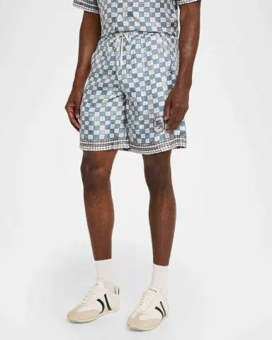 Amiri Men 's MA Checkered Silk Shorts | Thumbnail 2 Amiri Men 's MA Checkered Silk Shorts | Thumbnail 2