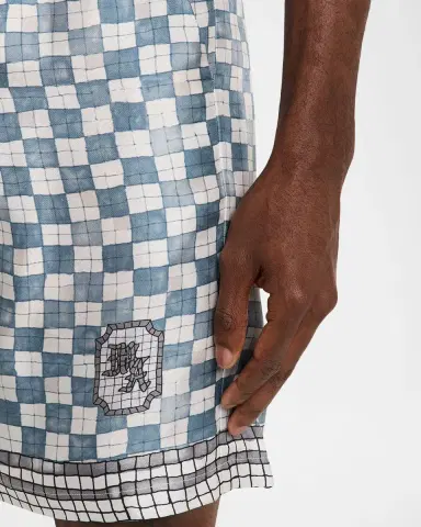 Amiri Men 's MA Checkered Silk Shorts | Thumbnail 4 Amiri Men 's MA Checkered Silk Shorts | Thumbnail 4
