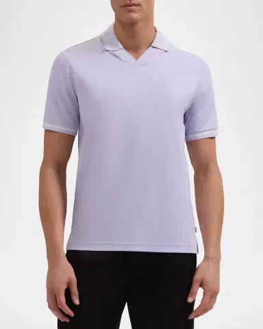 Bugatchi Men's Pima Cotton Johnny-Collar Polo Shirt | Thumbnail 3 Bugatchi Men's Pima Cotton Johnny-Collar Polo Shirt | Thumbnail 3
