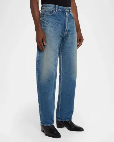 Saint Laurent Men's High Rise Barrel-Leg Jeans | Thumbnail 4 Saint Laurent Men's High Rise Barrel-Leg Jeans | Thumbnail 4