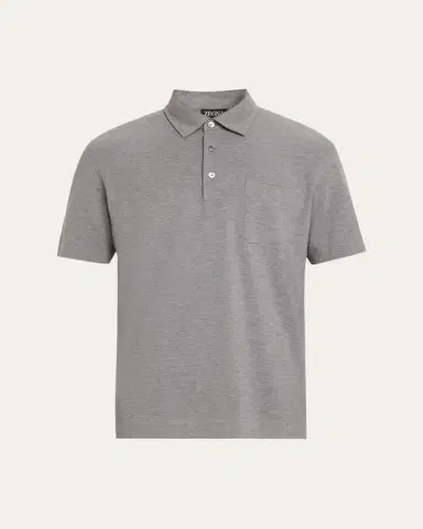 Zegna Men's Pure Cotton Piqué Polo Shirt | Thumbnail 5 Zegna Men's Pure Cotton Piqué Polo Shirt | Thumbnail 5