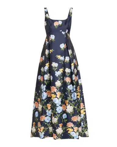 SACHIN & BABI Aurora Pleated Floral-Print Mikado Gown | Thumbnail 1 SACHIN & BABI Aurora Pleated Floral-Print Mikado Gown | Thumbnail 1