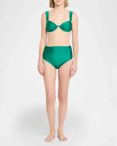 Simkhai Teya Ruched High Waisted Bikini Bottoms | Thumbnail 2 Simkhai Teya Ruched High Waisted Bikini Bottoms | Thumbnail 2
