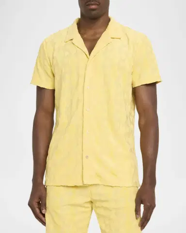 Scotch & Soda Men's Terry Jacquard Short-Sleeve Shirt | Thumbnail 4 Scotch & Soda Men's Terry Jacquard Short-Sleeve Shirt | Thumbnail 4
