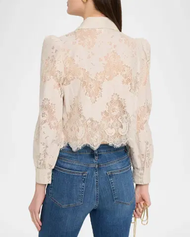 L'Agence Anita Lace Button-Front Blouse | Thumbnail 3 L'Agence Anita Lace Button-Front Blouse | Thumbnail 3