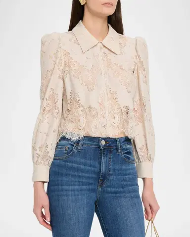 L'Agence Anita Lace Button-Front Blouse | Thumbnail 4 L'Agence Anita Lace Button-Front Blouse | Thumbnail 4