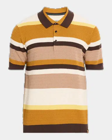 Scotch & Soda Men's Stripe Textured-Knit Cotton Polo Sweater | Thumbnail 2 Scotch & Soda Men's Stripe Textured-Knit Cotton Polo Sweater | Thumbnail 2