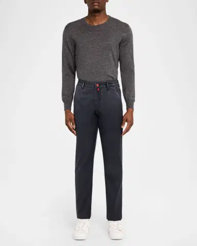Kiton Men's Washed Wool Darted Flat-Front Pants | Thumbnail 2 Kiton Men's Washed Wool Darted Flat-Front Pants | Thumbnail 2
