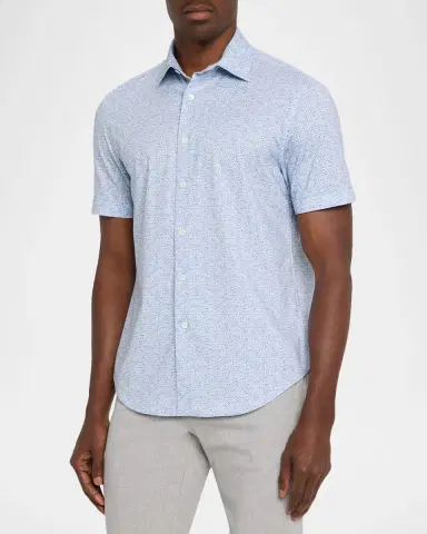 Bugatchi Men's Miles Bistro-Print OoohCotton 8-Way Stretch Short-Sleeve Shirt | Thumbnail 4 Bugatchi Men's Miles Bistro-Print OoohCotton 8-Way Stretch Short-Sleeve Shirt | Thumbnail 4