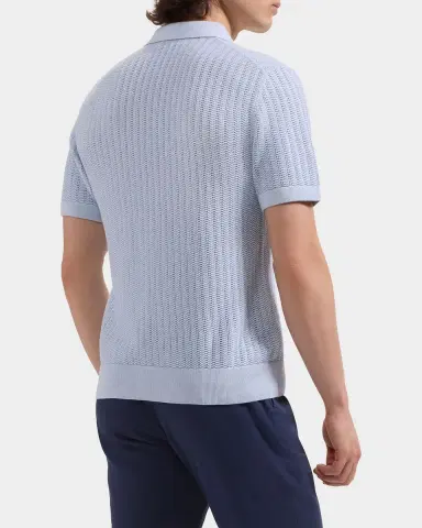 Bugatchi Men's Pointelle Rib Johnny Collar Short-Sleeve Sweater | Thumbnail 3 Bugatchi Men's Pointelle Rib Johnny Collar Short-Sleeve Sweater | Thumbnail 3
