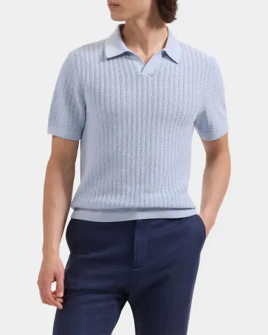 Bugatchi Men's Pointelle Rib Johnny Collar Short-Sleeve Sweater | Thumbnail 4 Bugatchi Men's Pointelle Rib Johnny Collar Short-Sleeve Sweater | Thumbnail 4