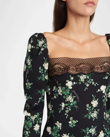 Dolce & Gabbana Lace-Trim Floral Silk Long-Sleeve Blouse | Thumbnail 5 Dolce & Gabbana Lace-Trim Floral Silk Long-Sleeve Blouse | Thumbnail 5