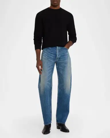 Saint Laurent Men's Solid Cotton Crewneck Knit Sweater | Thumbnail 2 Saint Laurent Men's Solid Cotton Crewneck Knit Sweater | Thumbnail 2