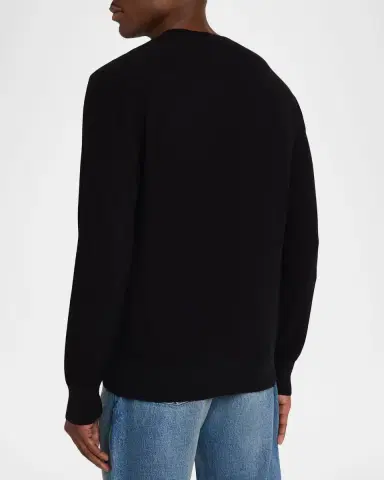 Saint Laurent Men's Solid Cotton Crewneck Knit Sweater | Thumbnail 3 Saint Laurent Men's Solid Cotton Crewneck Knit Sweater | Thumbnail 3