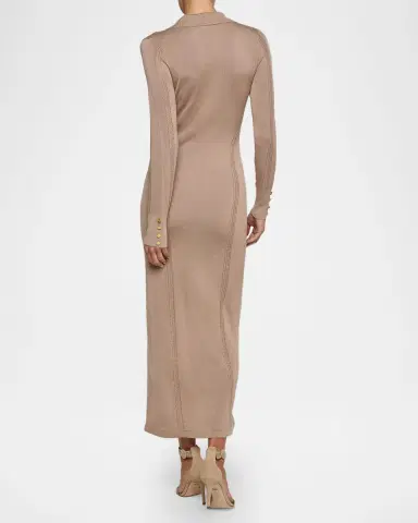 L'Agence Delma Collared Knit Midi Dress | Thumbnail 3 L'Agence Delma Collared Knit Midi Dress | Thumbnail 3