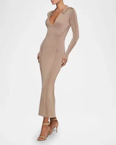 L'Agence Delma Collared Knit Midi Dress | Thumbnail 4 L'Agence Delma Collared Knit Midi Dress | Thumbnail 4