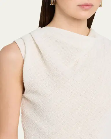 Vince Shadow Grid Cowl-Neck Top | Thumbnail 9 Vince Shadow Grid Cowl-Neck Top | Thumbnail 9