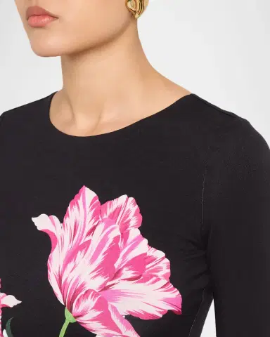Milly Abbygail Floral-Print Jersey Midi Sheath Dress | Thumbnail 5 Milly Abbygail Floral-Print Jersey Midi Sheath Dress | Thumbnail 5