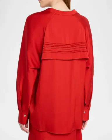 Vince Pintuck Long-Sleeve Satin Blouse | Thumbnail 2 Vince Pintuck Long-Sleeve Satin Blouse | Thumbnail 2