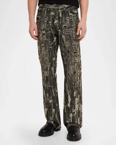 PURPLE Men's P026 Bead Splatter Destroy Jeans | Thumbnail 4 PURPLE Men's P026 Bead Splatter Destroy Jeans | Thumbnail 4