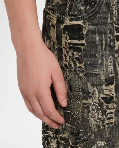 PURPLE Men's P026 Bead Splatter Destroy Jeans | Thumbnail 5 PURPLE Men's P026 Bead Splatter Destroy Jeans | Thumbnail 5
